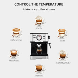 Máquina de café expresso HIBREW 20 Bar: Cappuccino semiautomático e água quente